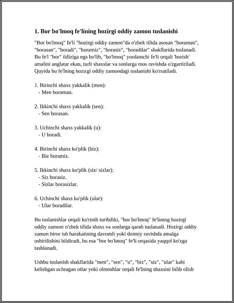 Bor Bo'lmoq Fe'lining Tuslanishi-Lotin Tilida 3