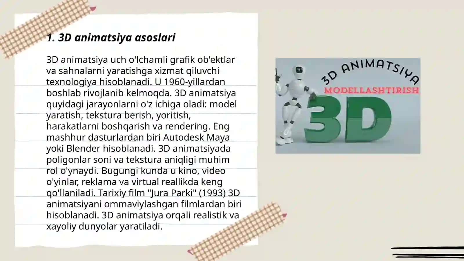 3D animatsiya asoslari 3