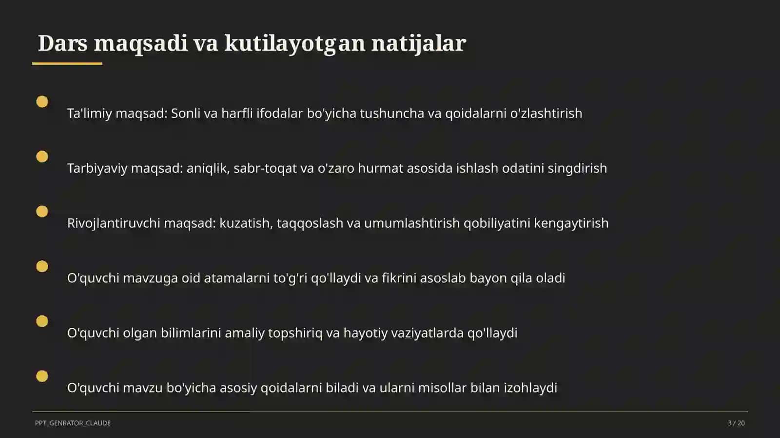 Sonli va harfli ifodalar (5-sinf) 3