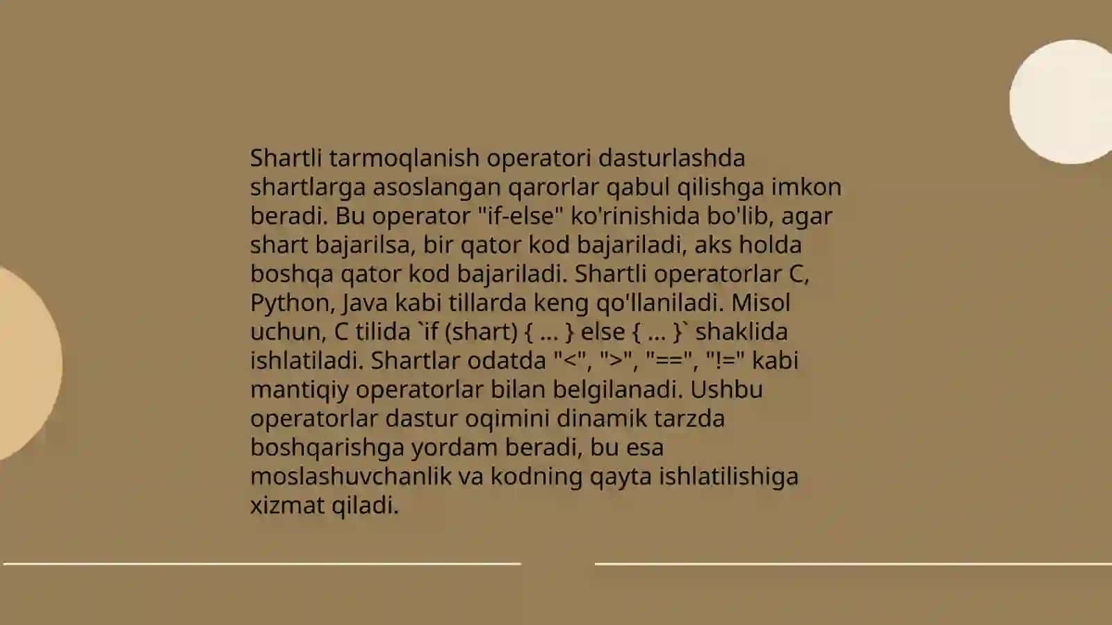 Shartli tarmoqlanish operatori 3