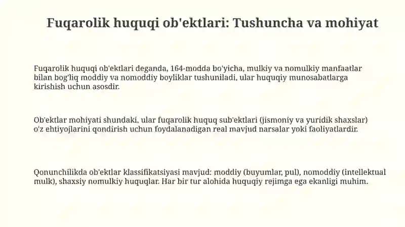 Fuqarolik huquqi ob'ektlari 3