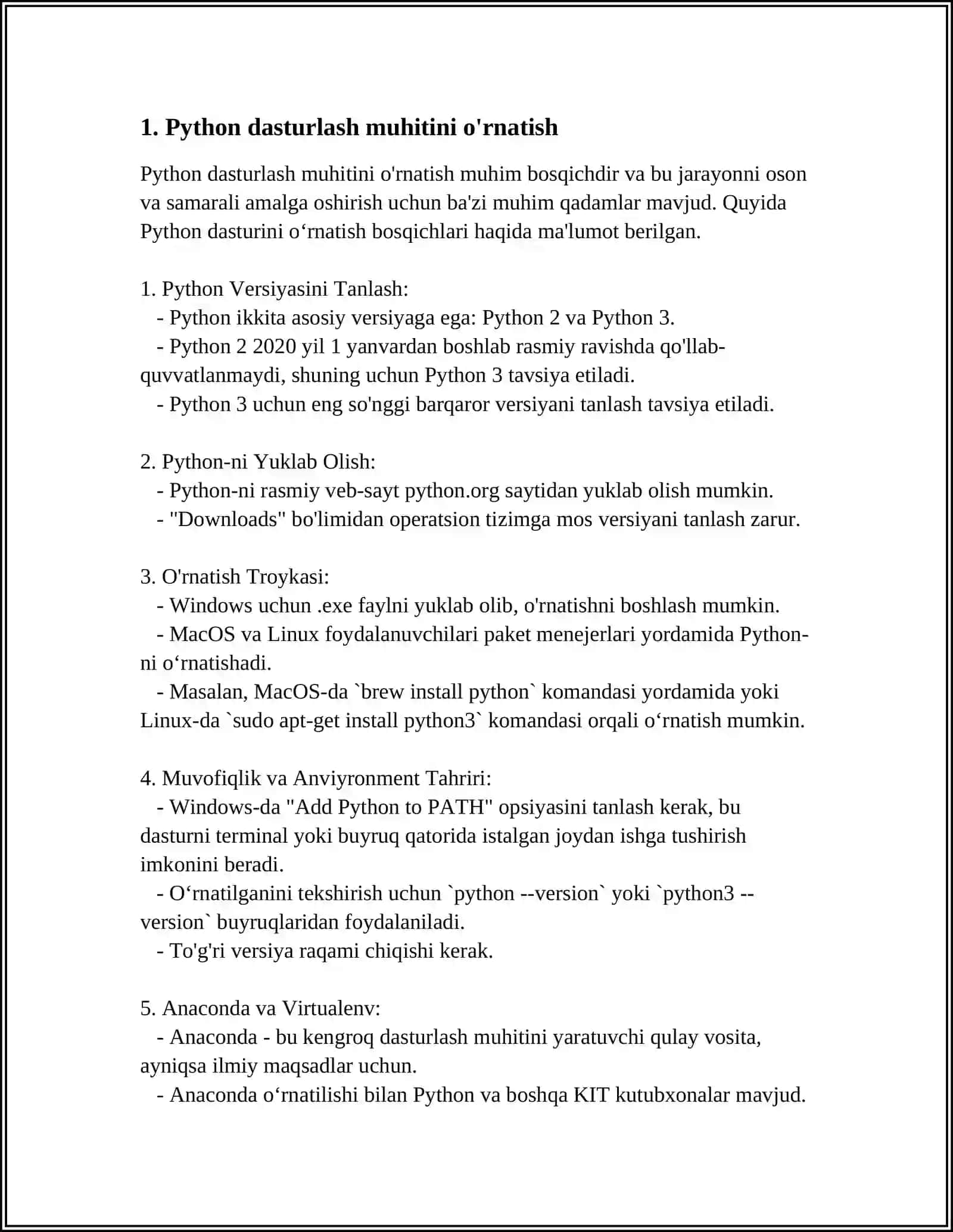 PYTHON DASTURLASH TILIDA INERAKTIV REJIM, BIRINCHI DASTUR 3