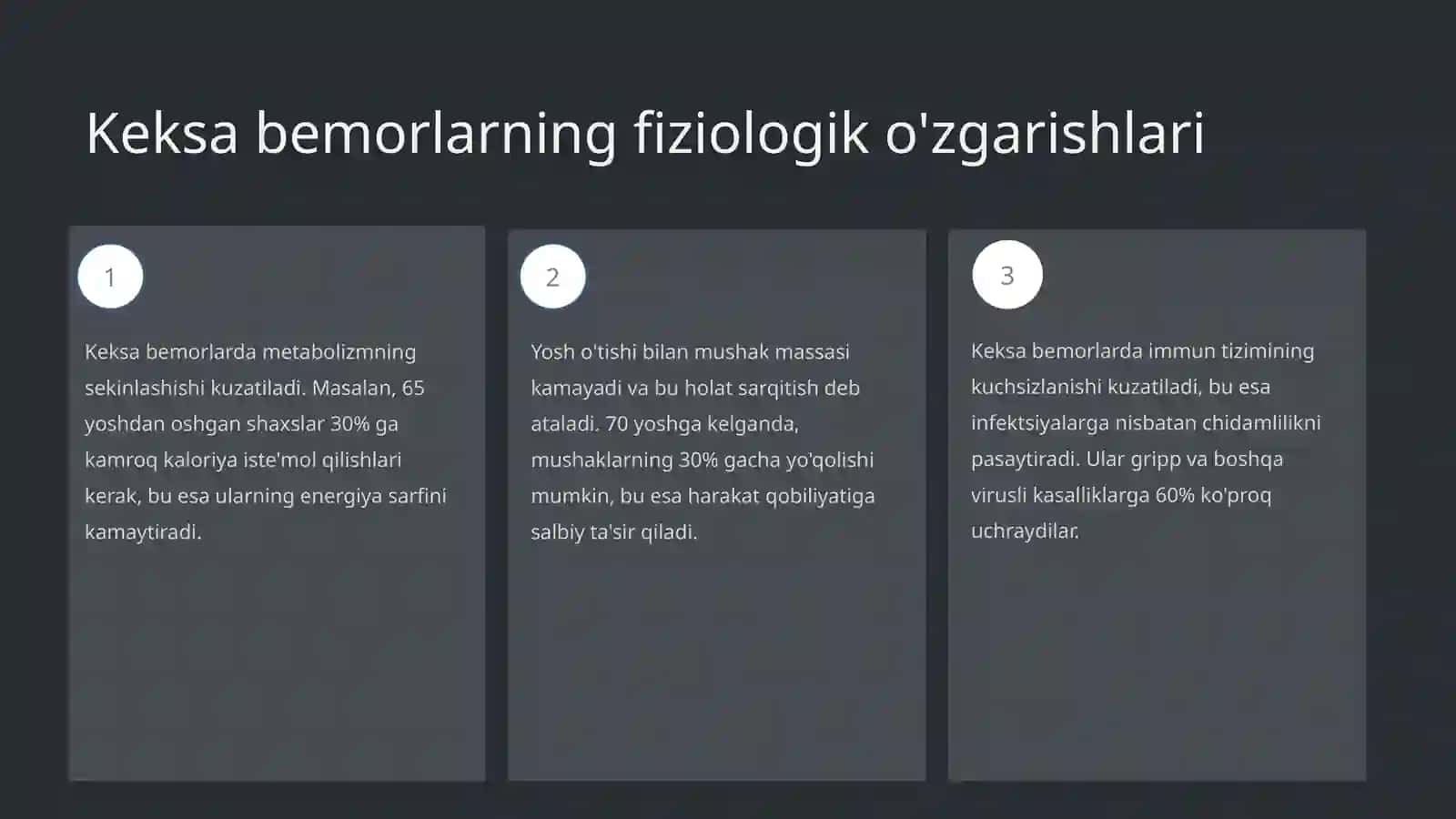 Keksa bemor,keksa organezimning fezalogik xususiyatlari 3