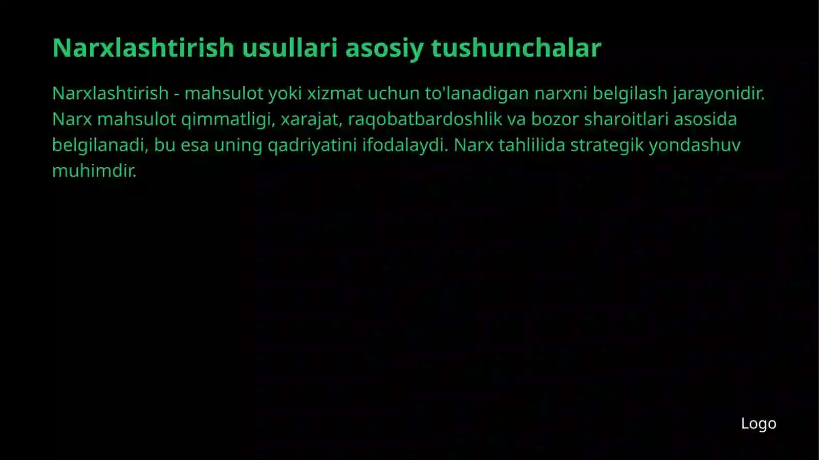 Narxlashtirish usullari 3