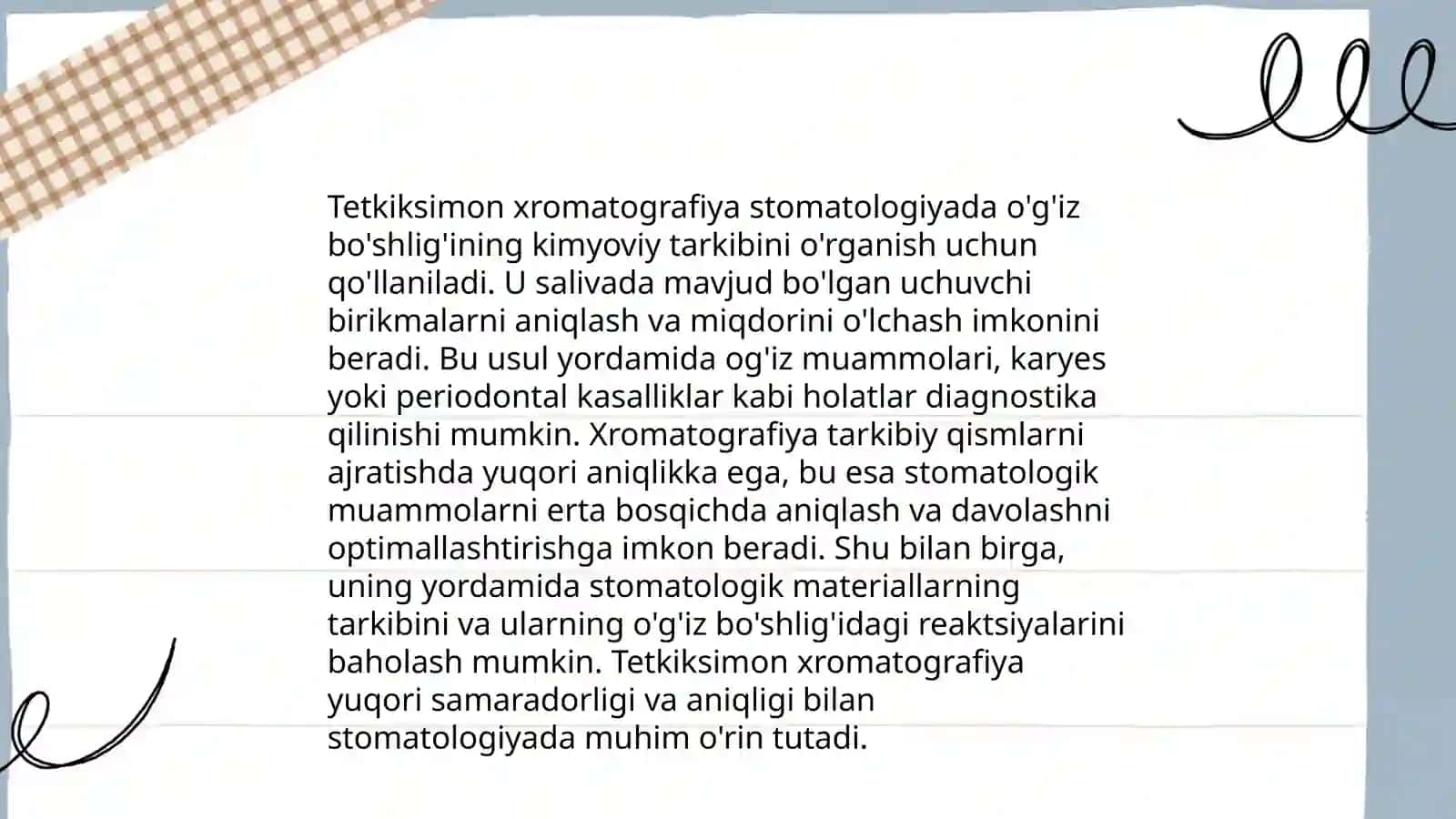 Xromotografiya usullarining stomotologiyadagi imkoniyatlari 3