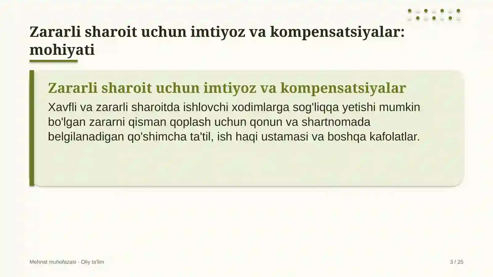 geologiya qidiruv ishlarida zararli mehnat sharoitlari uchun imtiyoz va kompensatsiyalar 9301 3