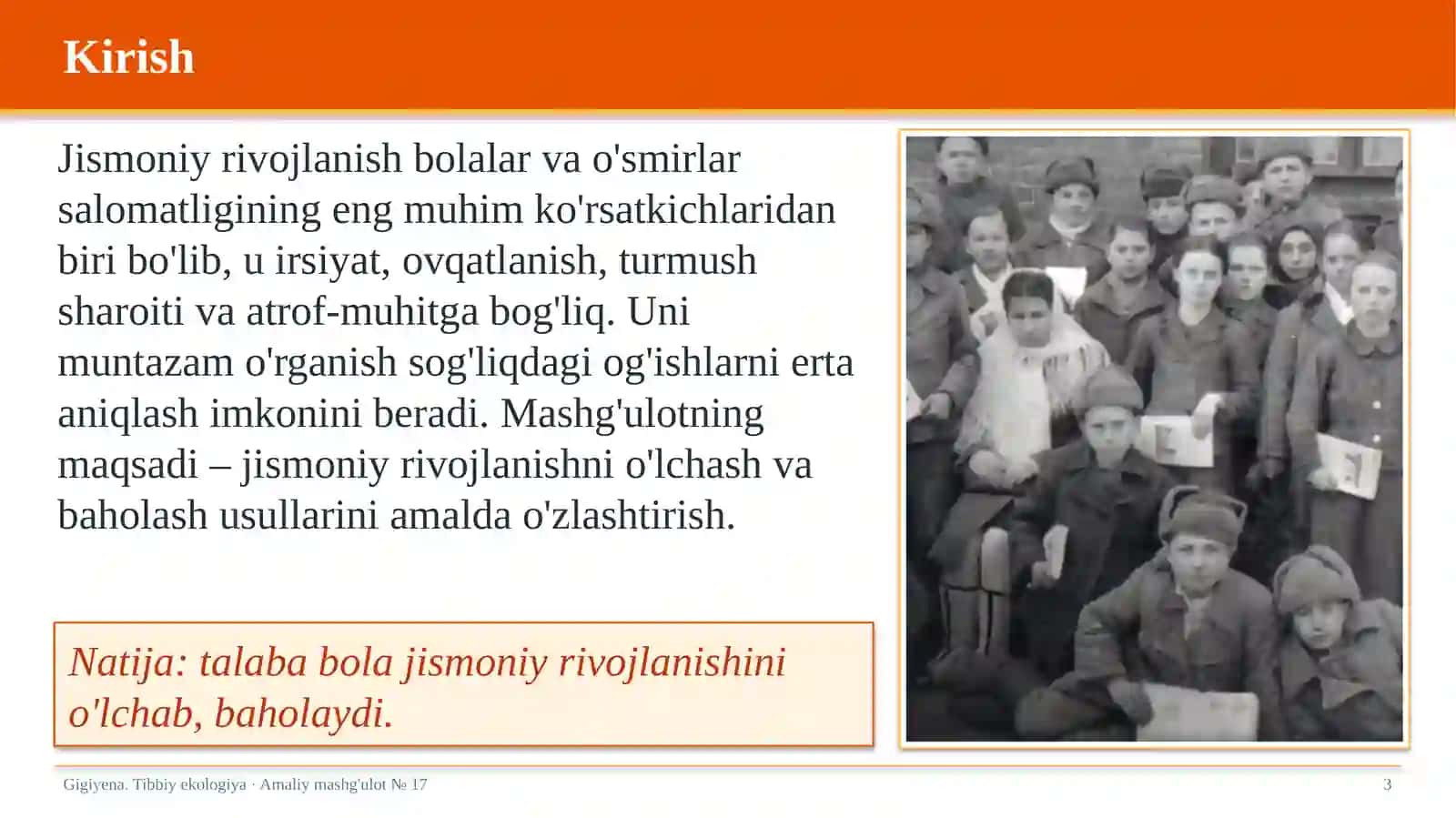 Bolalar va o'smirlar jismoniy rivojlanishini o'rganish usullari 3