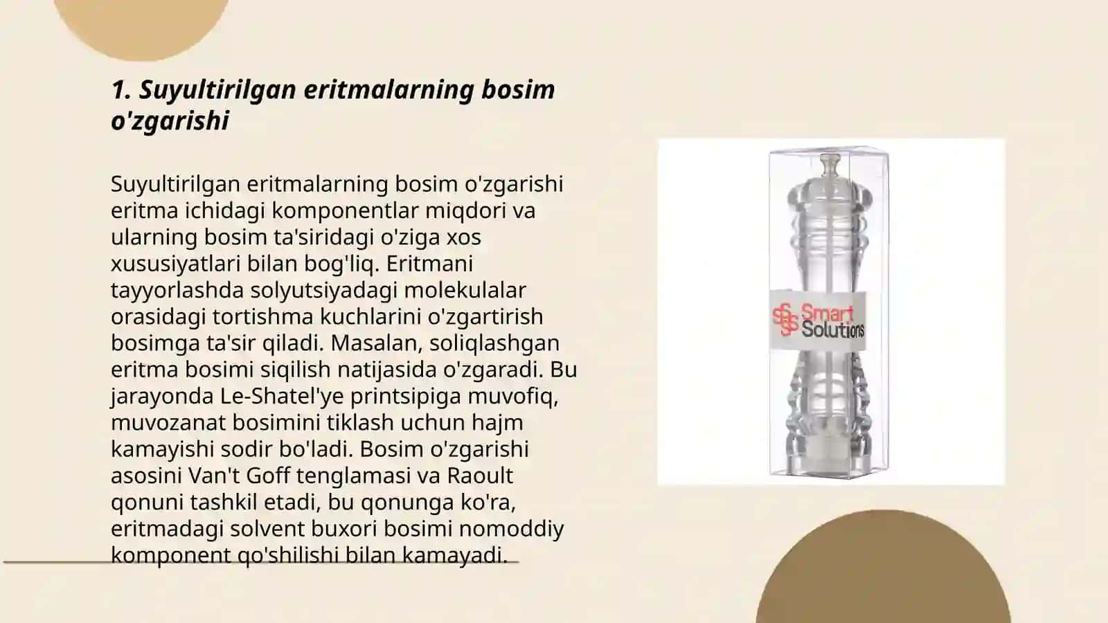 Suyultirilgan eritmalarning xossalari. Osmotik bosim 3