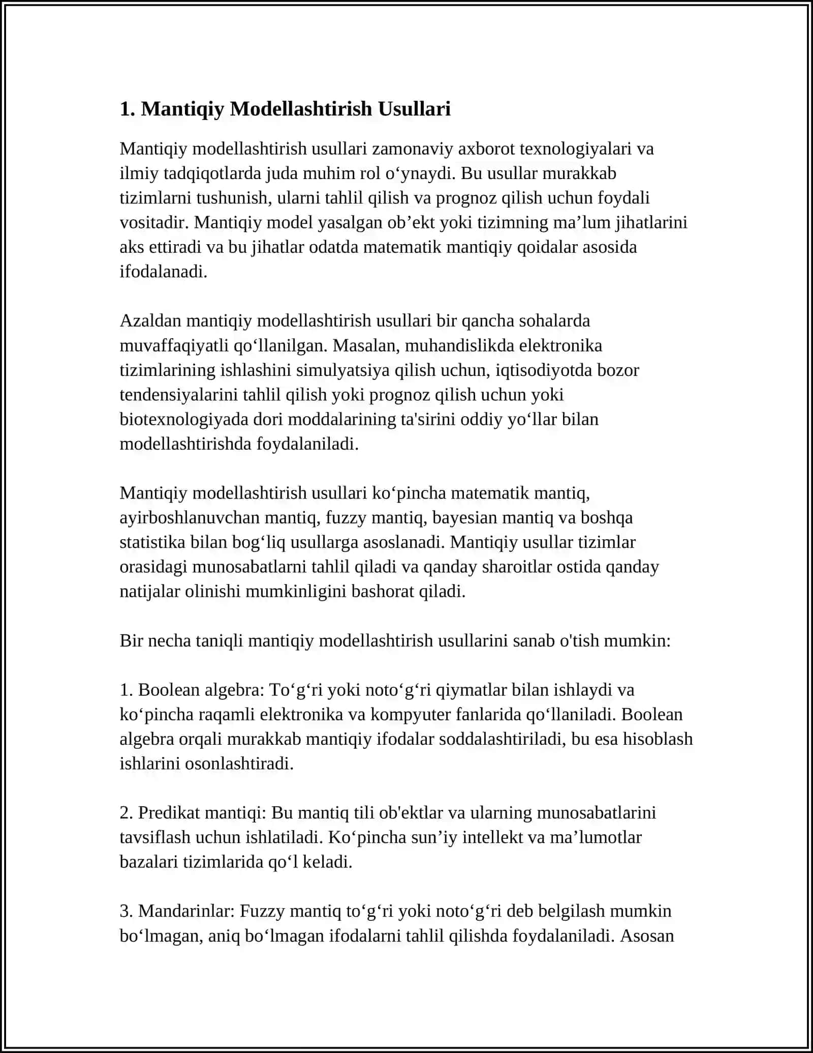 BILIMLAR BAZASIDAGI BILIMLAR ROʼYXATI 3
