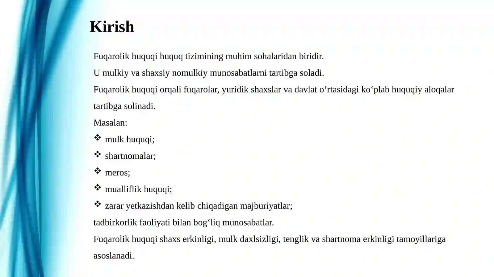 Fuqarolik huquqitushunchasi, predmeti, tizimi va tamoyillari 3