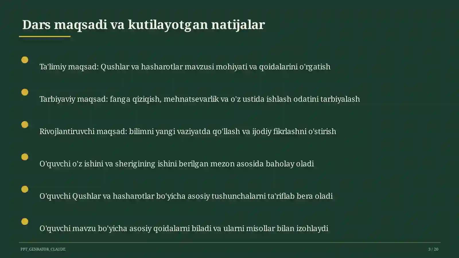Qushlar va hasharotlar (2-sinf) 3