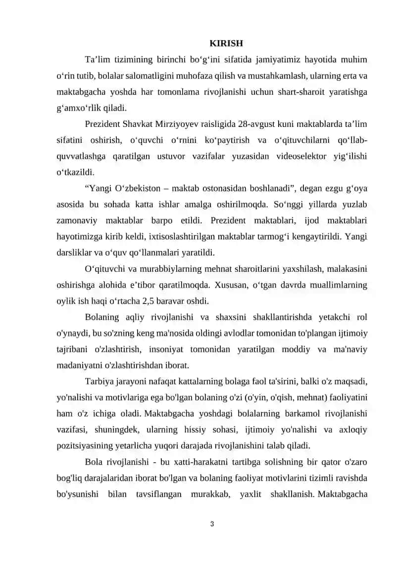 Bolalar Psixologiyasi va Pedagogikasi Fanidan Kurs Ishi 3