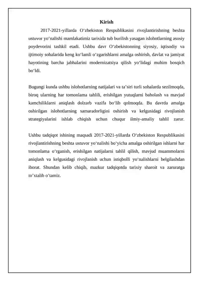 2017-2021 yillarda Ozbekiston respublikasining rivojlantirishning 5 ta ustuvor yonalishi boyicha 3