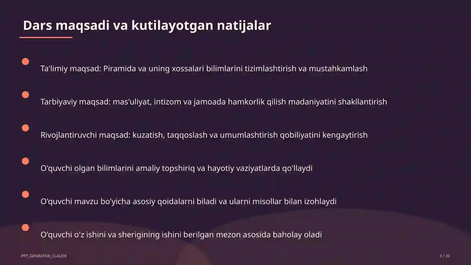 Piramida va uning xossalari (10-sinf) 3