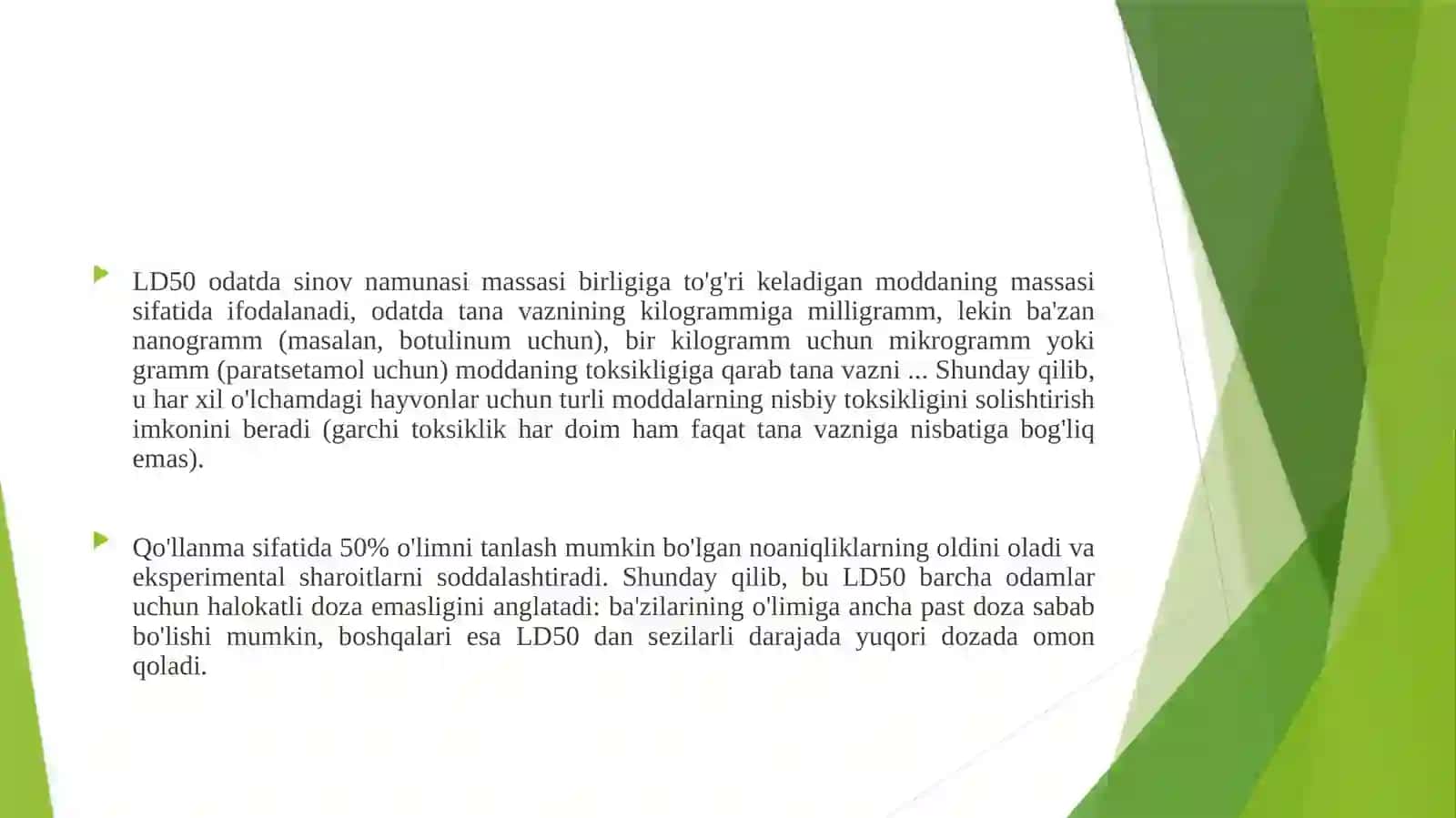 Ld50 (yarim halokatli doza) haqida 3