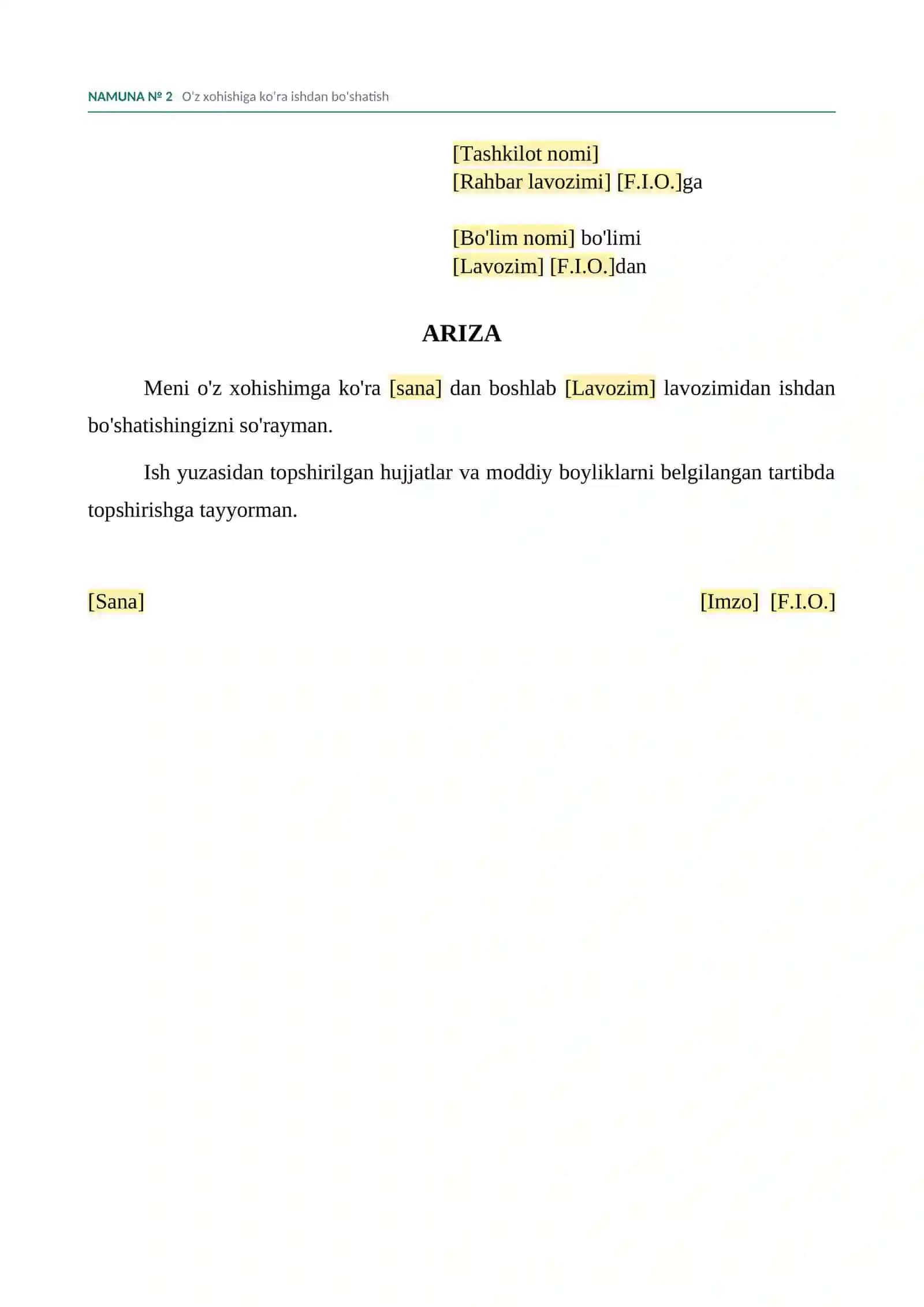 TAYYOR ARIZA VA HUJJAT NAMUNALARI 3