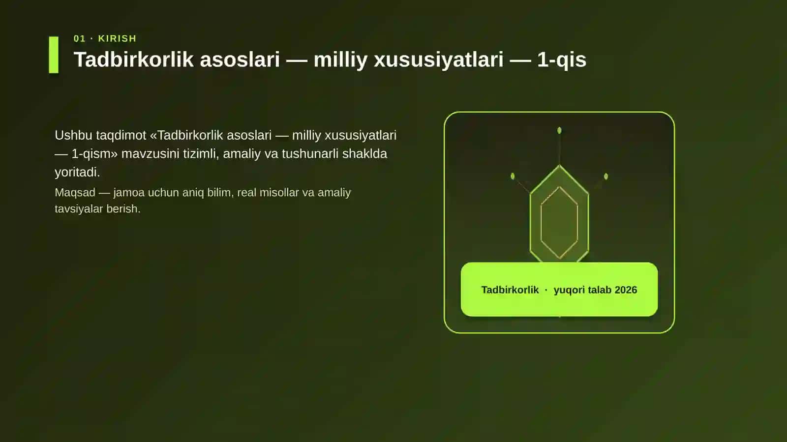 Tadbirkorlik asoslari — milliy xususiyatlari — 1-qism 3