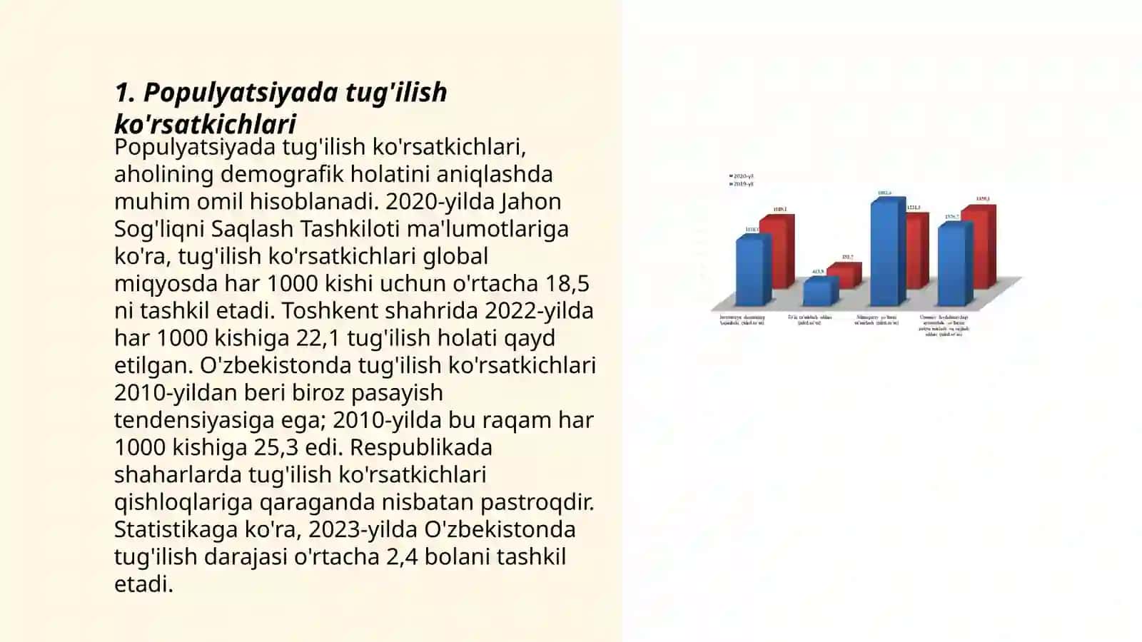 Populyatsiyaning asosiy belgilari va xususyatlari populyatsiyaning dinamik ko'rsatkichini baholash 3