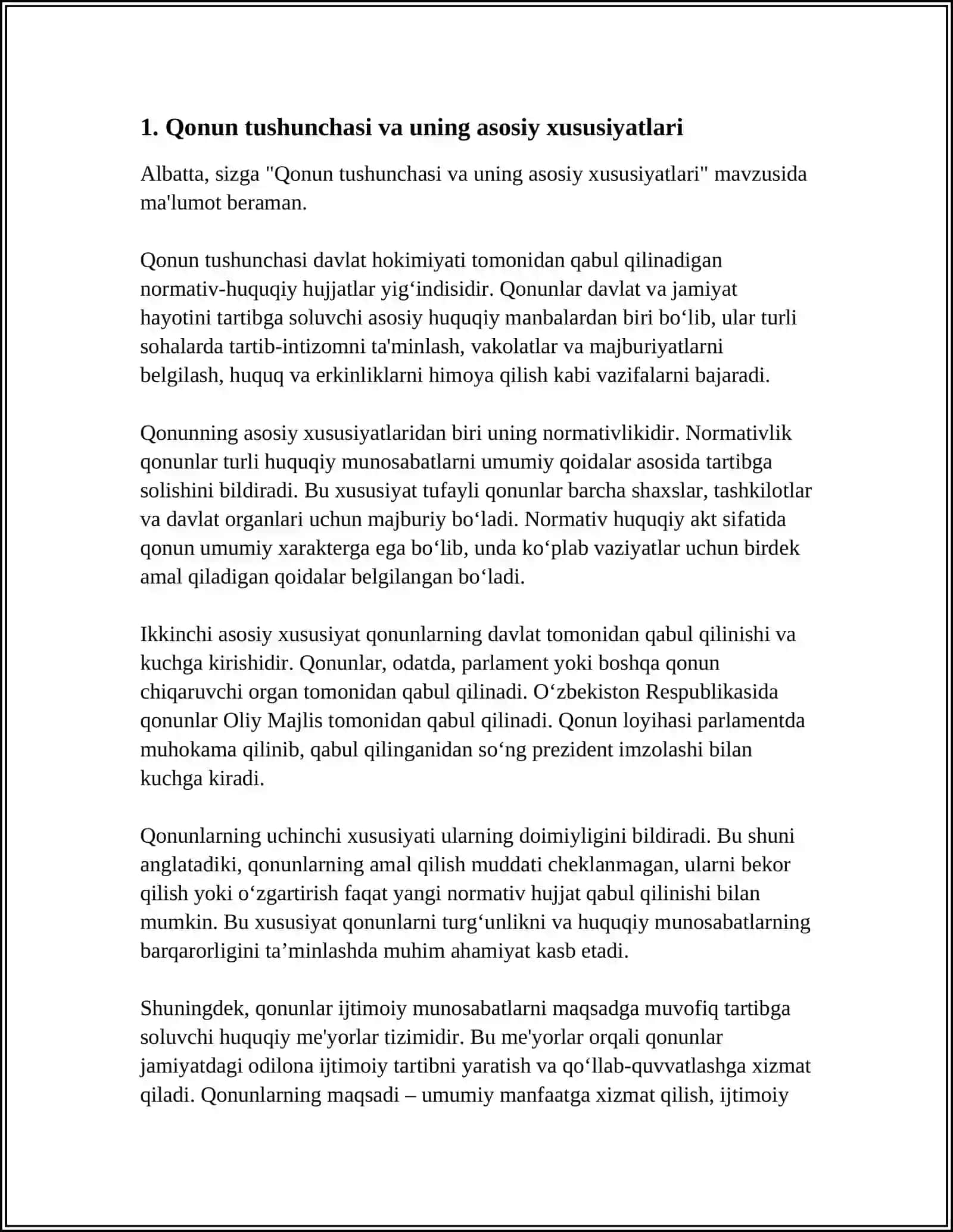 QONUN TUSHUNCHALARI VA UNING TURLARI.(FALSAFANING ASOSIY TURLARI) 3