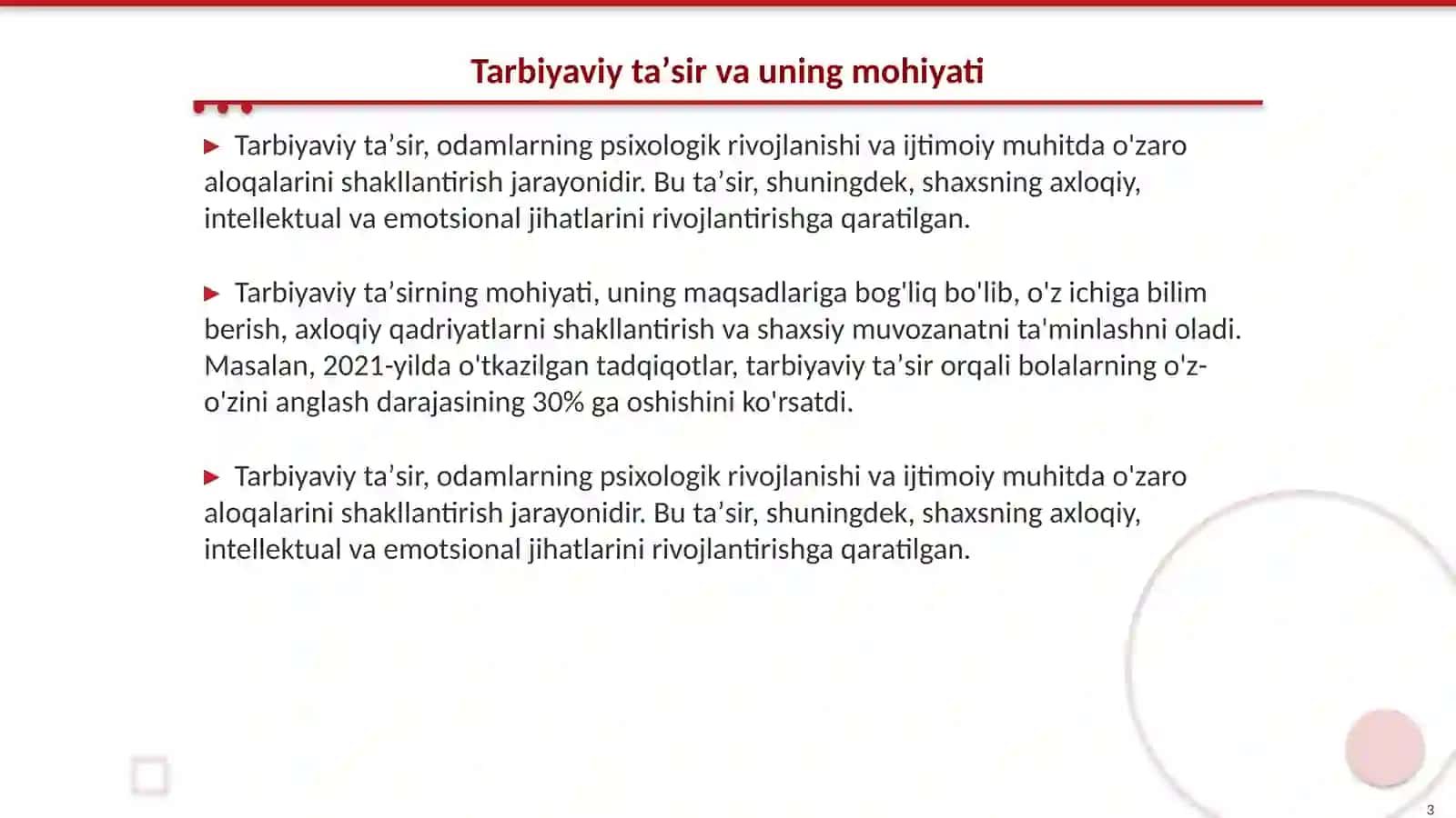 Tarbiyaviy taʼsirning psixologik asoslari 3