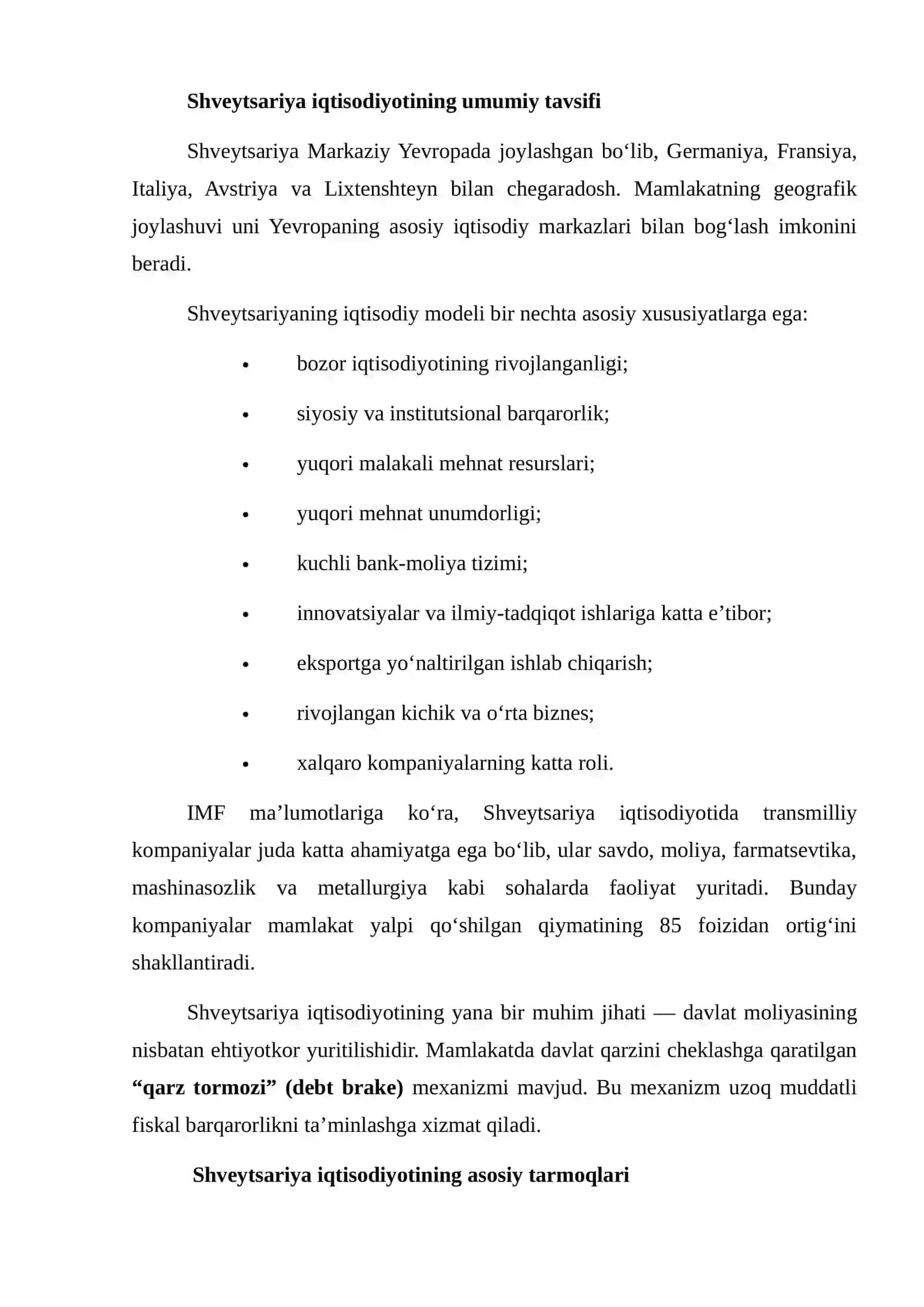 SHVEYTSARIYANING IQTISODIY HOLATI VA TAHLILI 3