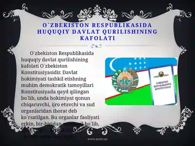 O’zbekistondagi huquqiy-demokratik davlat qurishning konstitutsiya viyasoslari 3