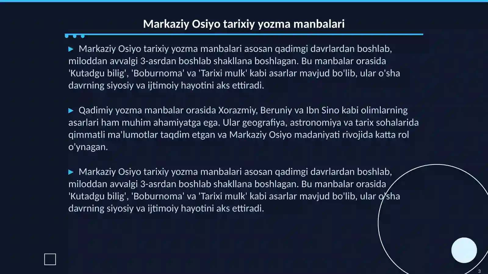 Markaziy Osiyo tarixiy yozma manbalari 3