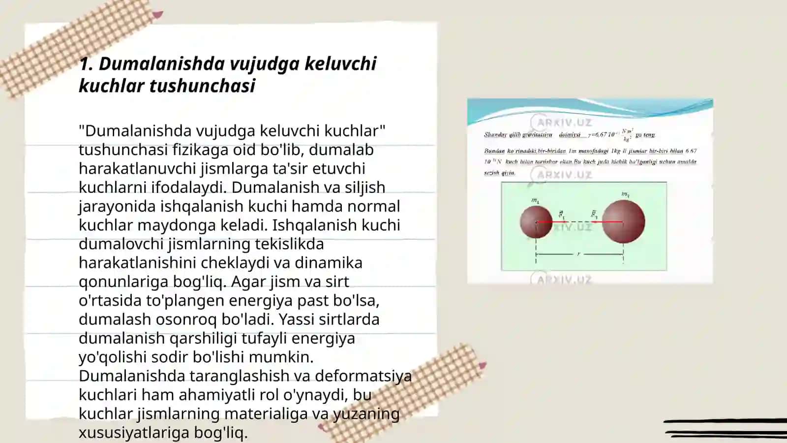 Dumalanishda vujudga keluvchi kuchlar 3