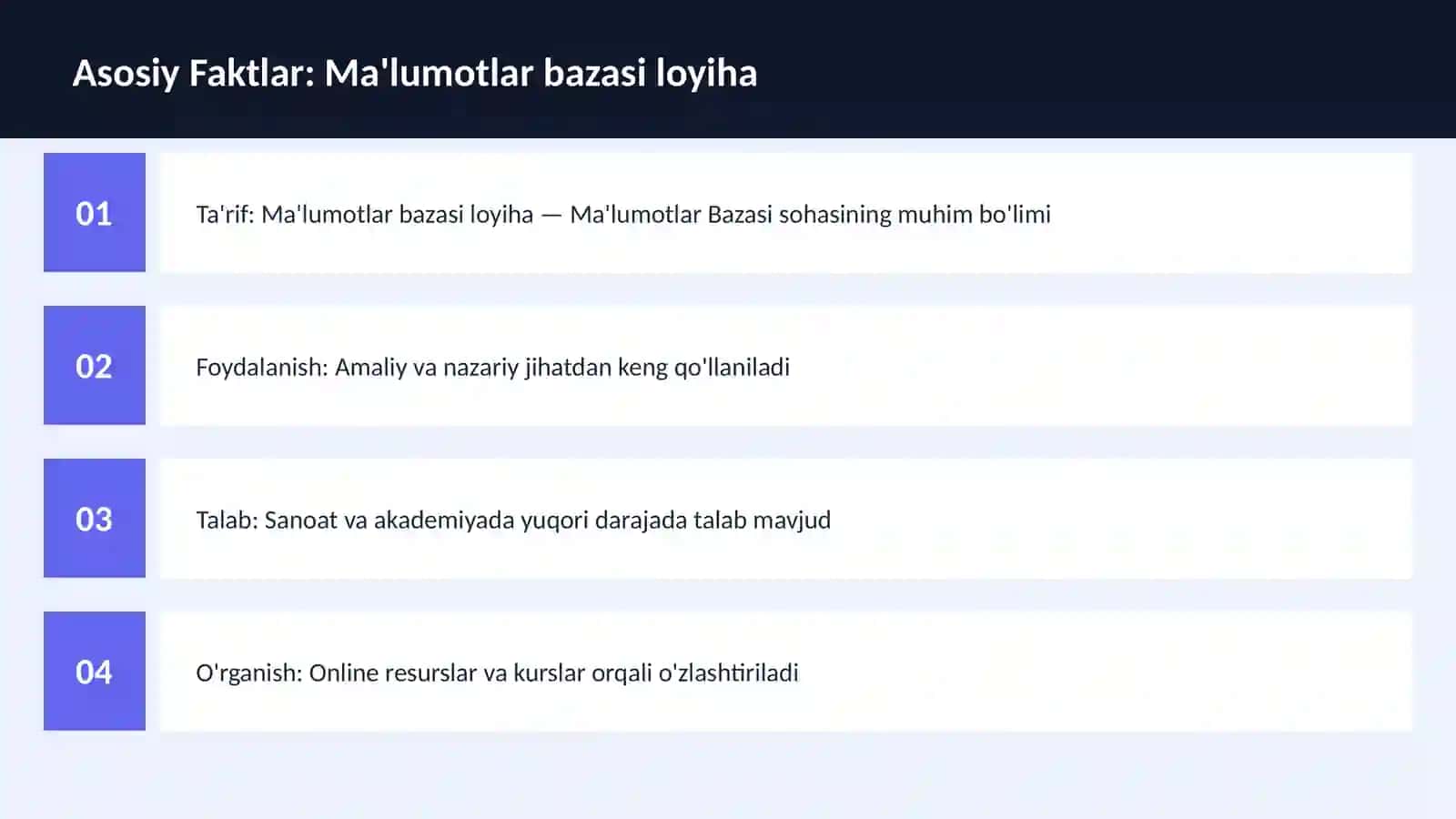 DASTURLASH | MA'LUMOTLAR BAZASI 3
