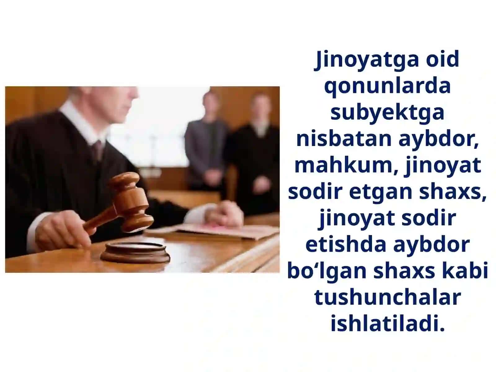 11-sinf Huquq fanidan Jinoiy javobgarlik va jazo tizimi dars taqdimoti 3