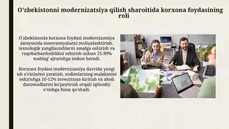 O'zbekiston korxona foydasining roli modernizatsiya jarayonida 3
