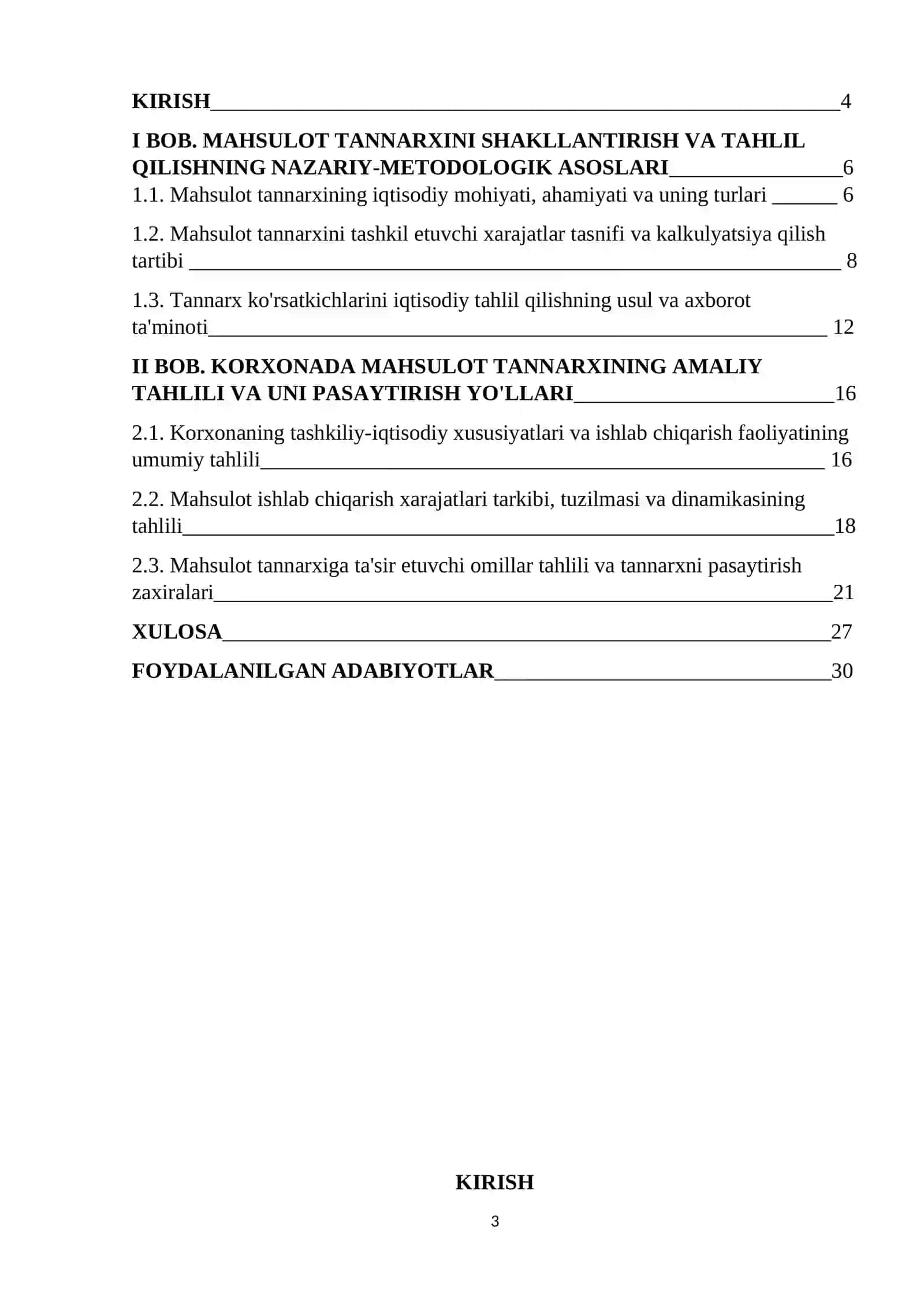 Mahsulot tannarxini tahlil qilish 3