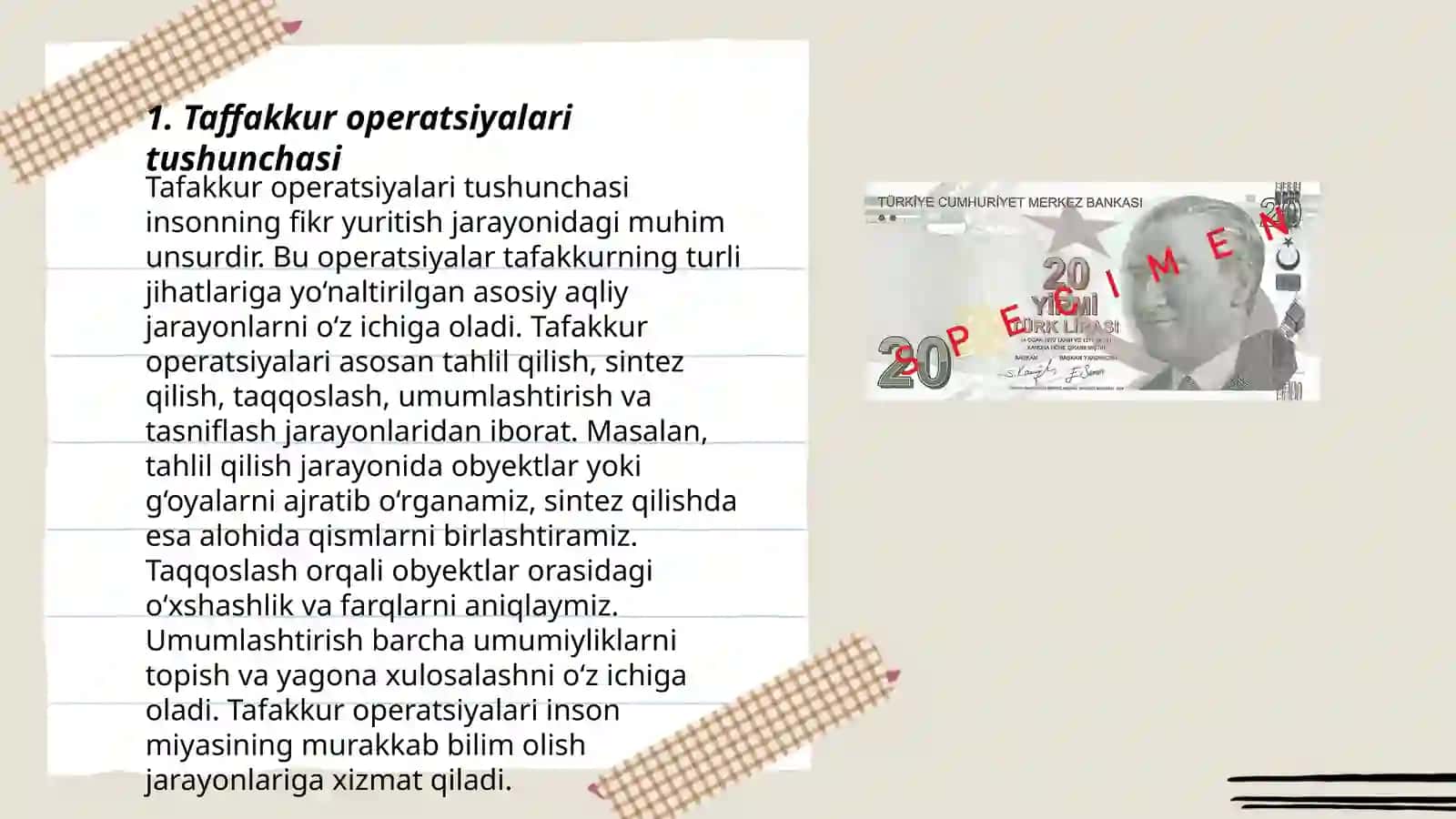 Taffakkur opperatsiyalari va ularning tasniflari 3