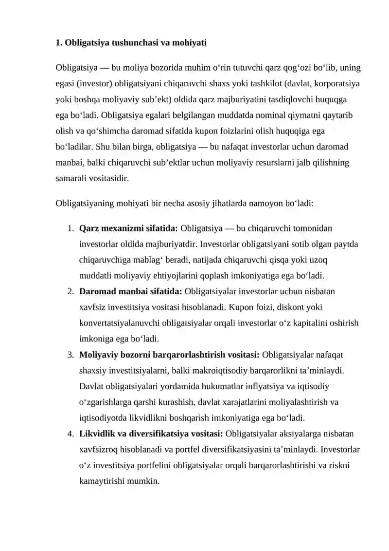 OBLIGATSIYALARNING MOHIYATI VA SHAKLLARI 3
