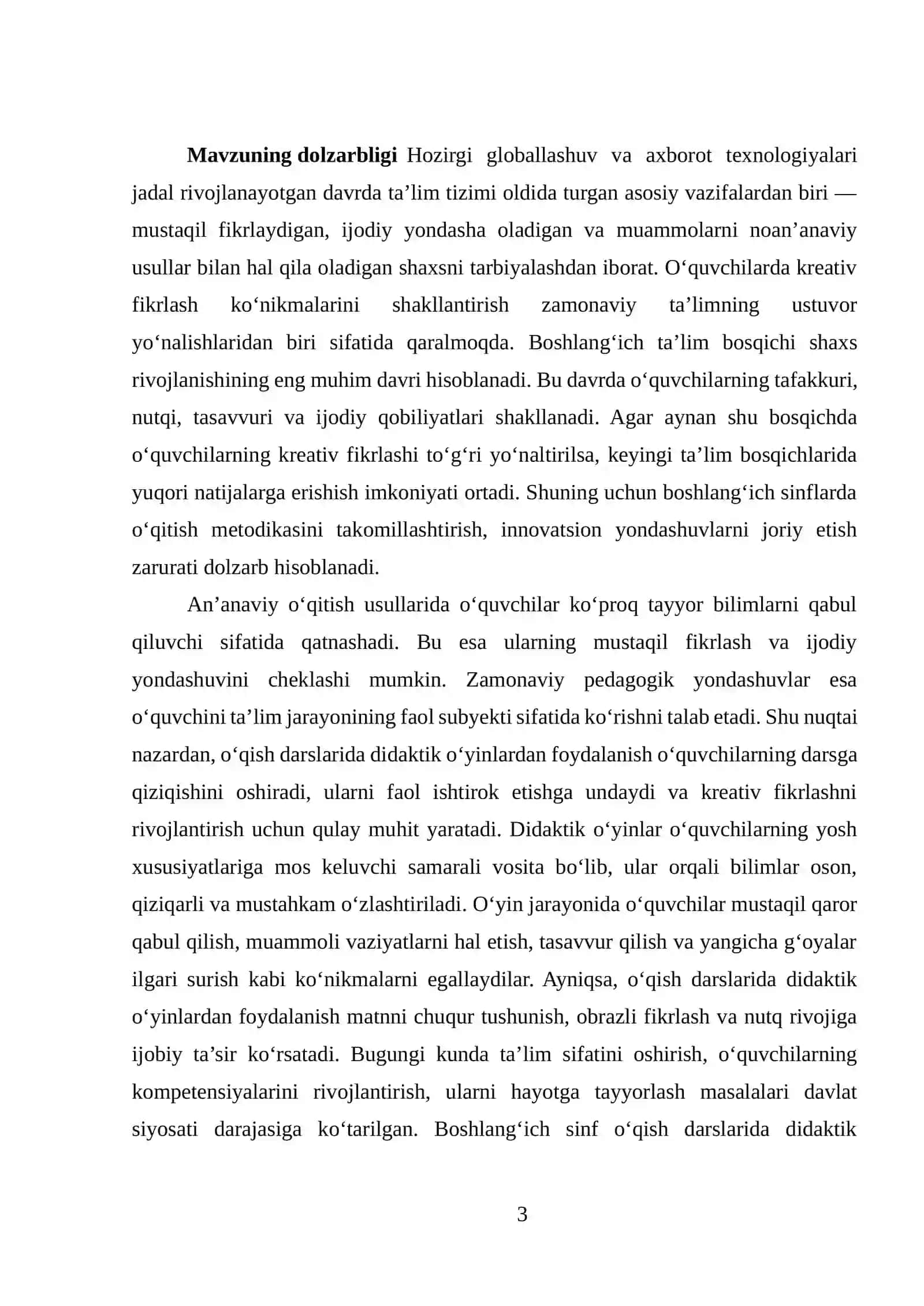 Boshlangʻich sinf oʻqish darslarida didaktik oʻyinlardan foydalanish orqali kreativ fikrlash samaradorligini oshirish 3