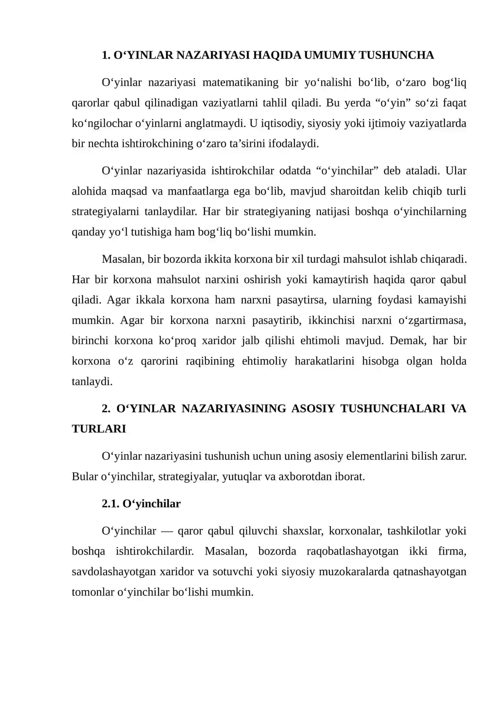 O‘YINLAR NAZARIYASI 3