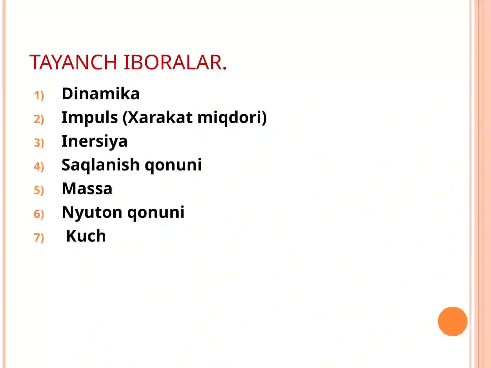 MODDIY NUQTA DINAMIKASI NYUTON QONUNLARI 3