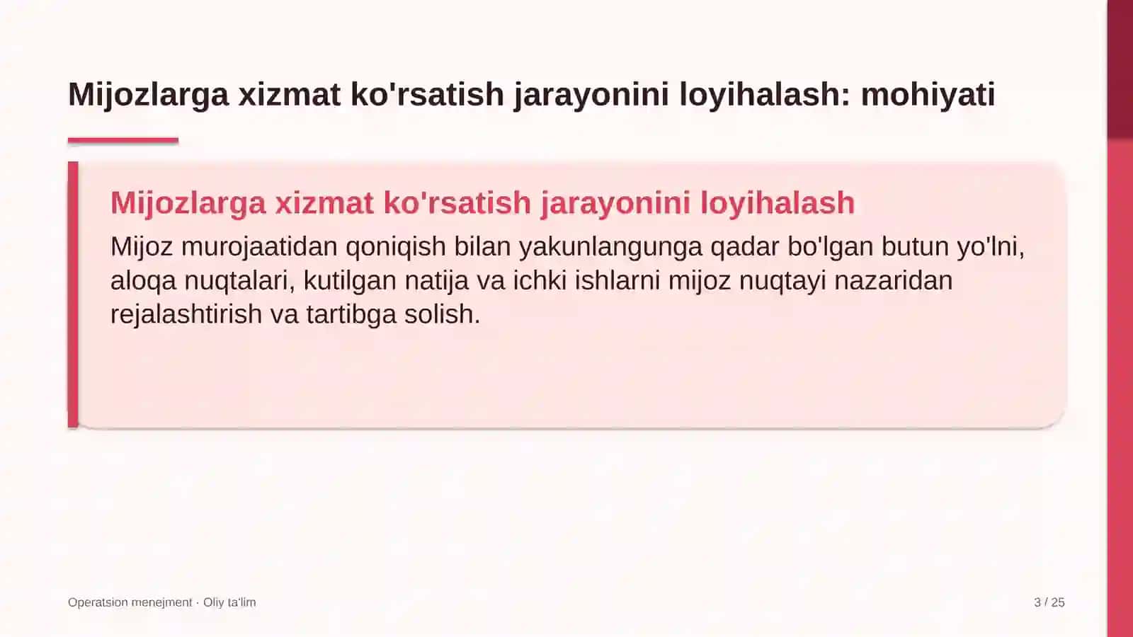 bolalar o'yin markazlarida mijozlarga xizmat ko'rsatish jarayonini loyihalash 7912 3