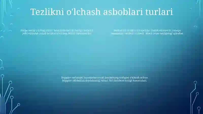 Tezlikni O'lchash Asboblari 3