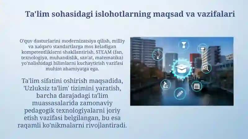 O‘ZBEKISTONDA TA'LIM TIZIMINI MODERNIZASIYALASH JARAYONLARI VA UNING HUQUQIY-ME'YORIY ASOSLARI 3