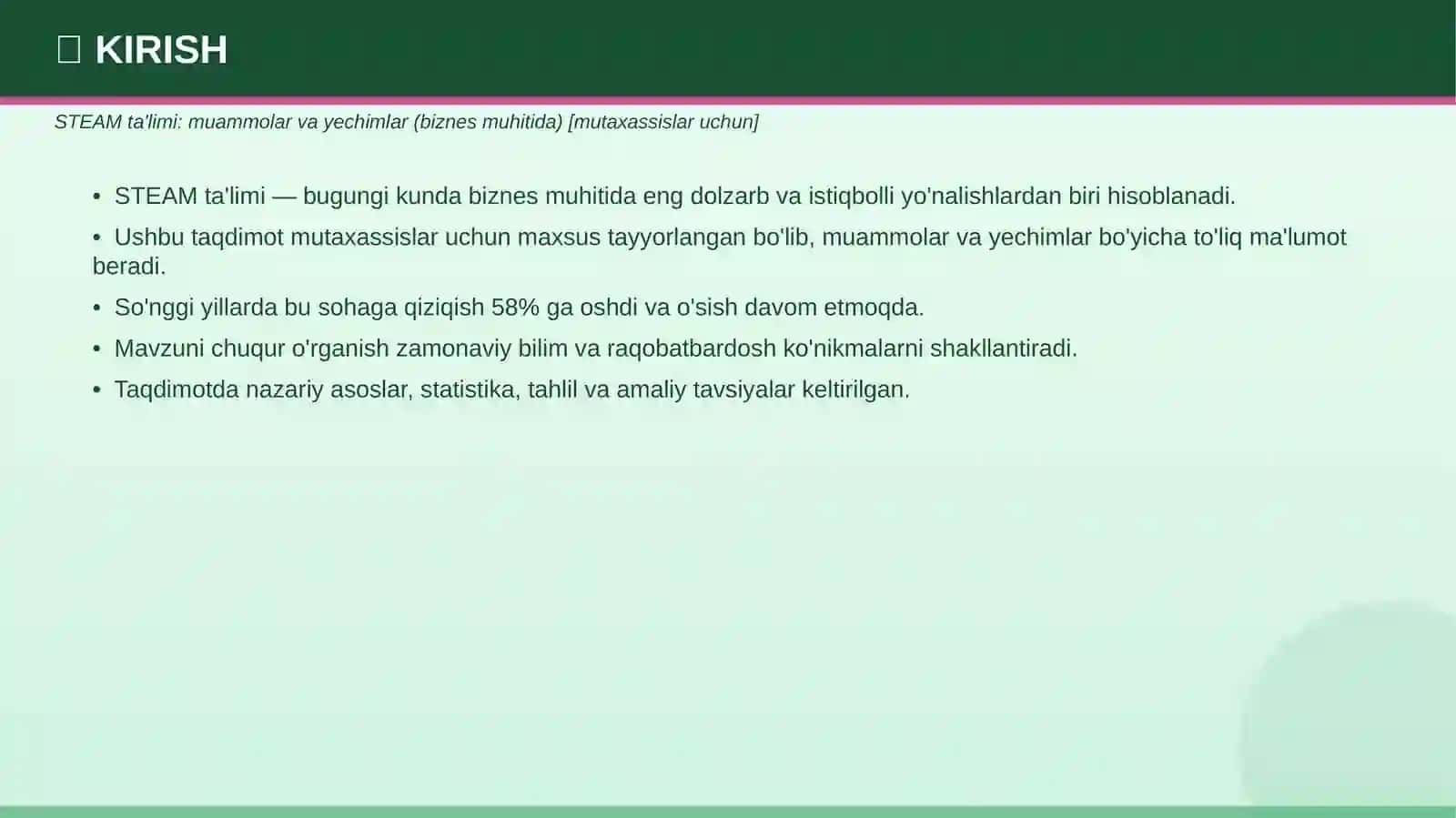 STEAM ta'limi: muammolar va yechimlar (biznes muhitida) [mutaxassislar uchun] 3