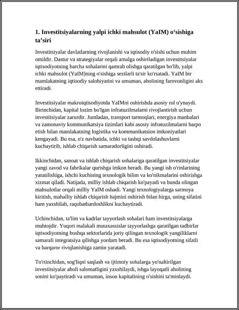 INVESTITSIYALARNING MAKRO VA MIKROIQTISODIYOTNI RIVOJLANTIRISHDAGI ROLI 3