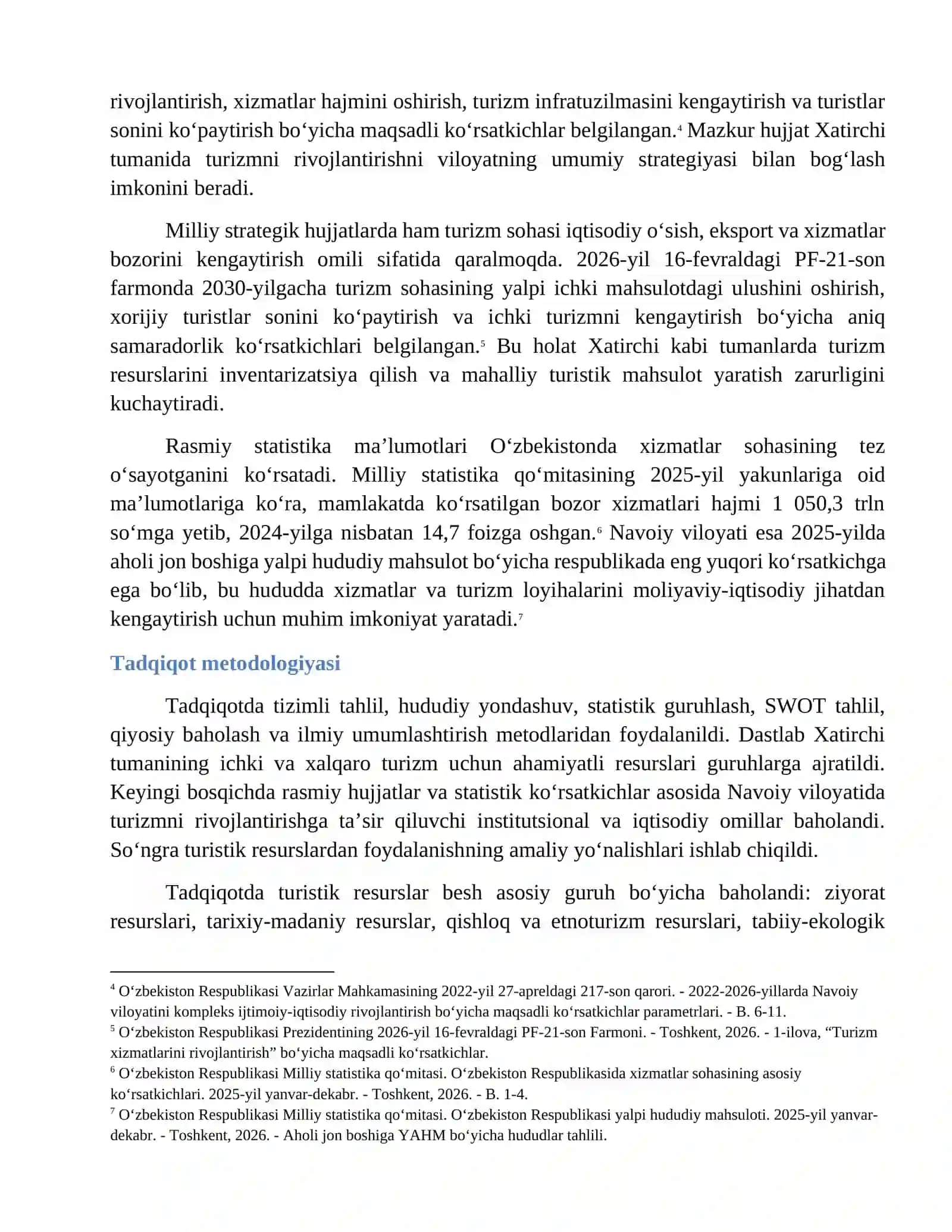 NAVOIY VILOYATI XATIRCHI TUMANIDA MAVJUD TURISTIK RESURSLARDAN ICHKI VA XALQARO TURIZMDA FOYDALANISH IMKONIYATLARI 3
