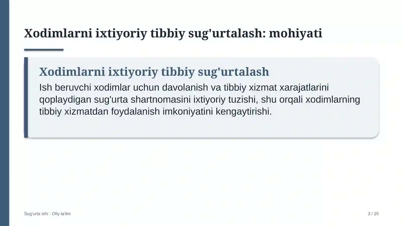 meva sabzavot savdosida xodimlarni ixtiyoriy tibbiy sug'urtalash 5340 3