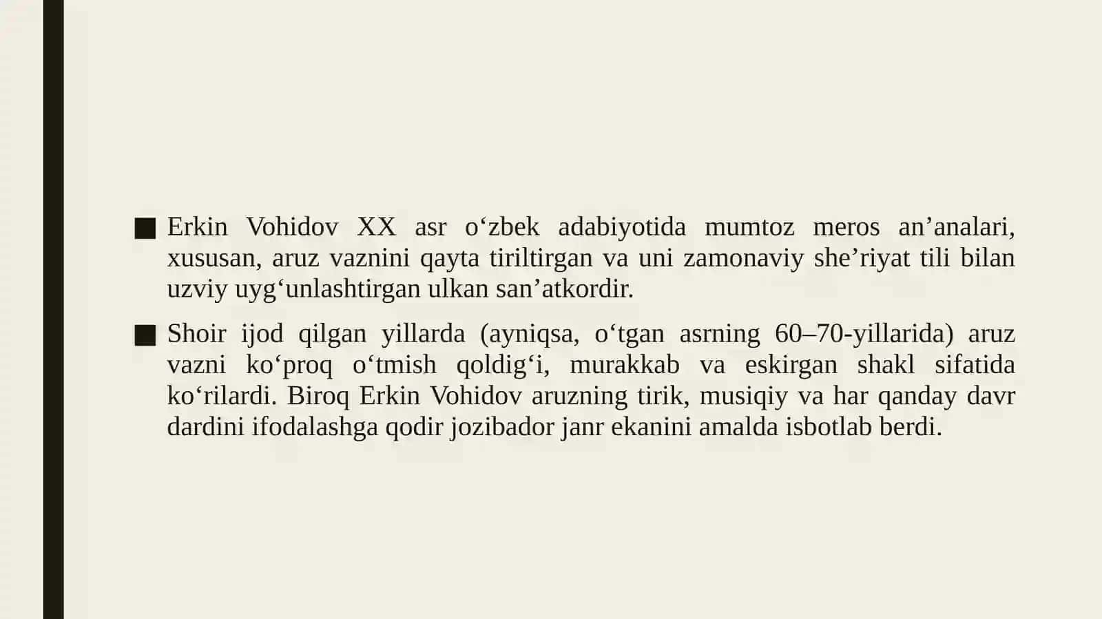 E.Vohidov ijodida aruz vaznining o‘rni 3