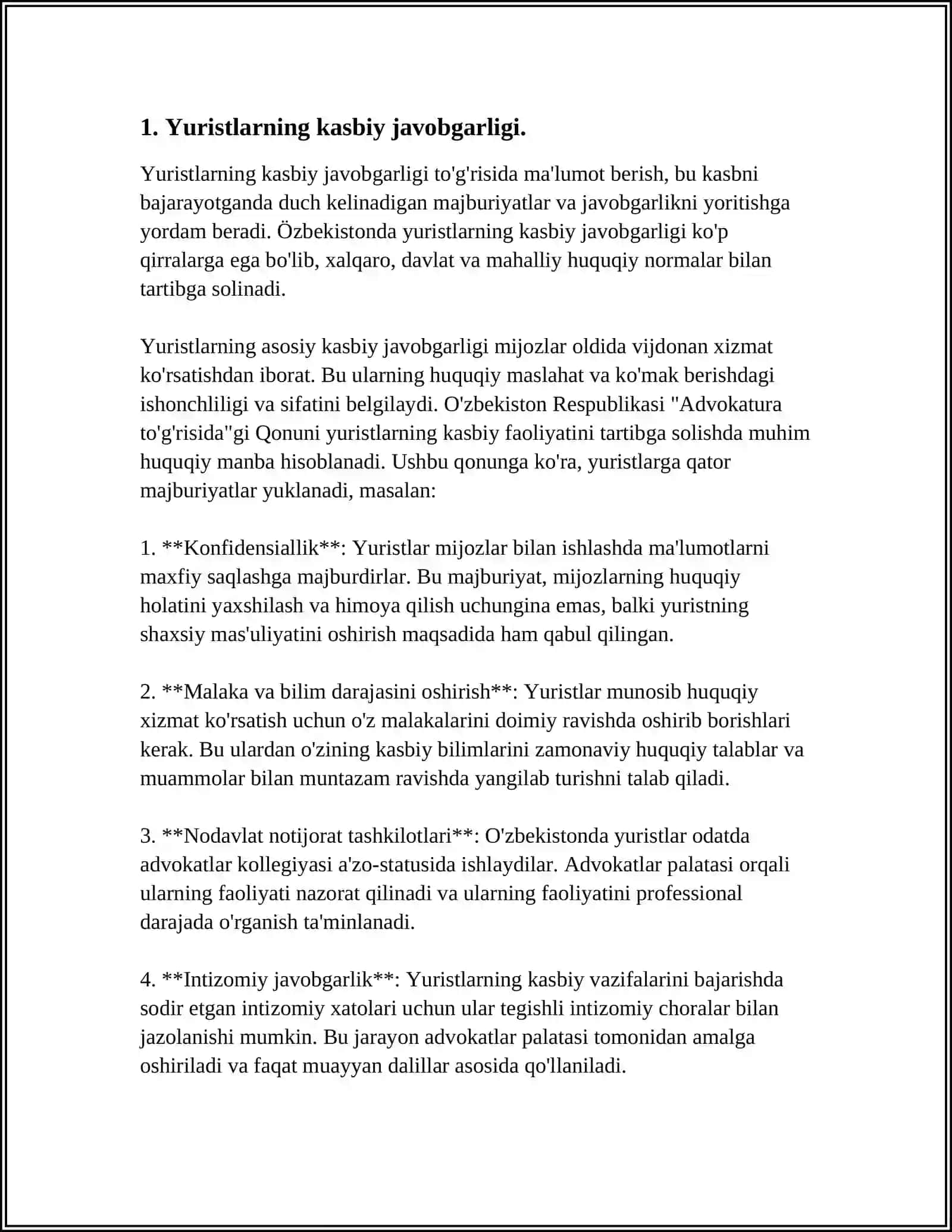Yuridik kasbegalarining professional javobgarligi 3