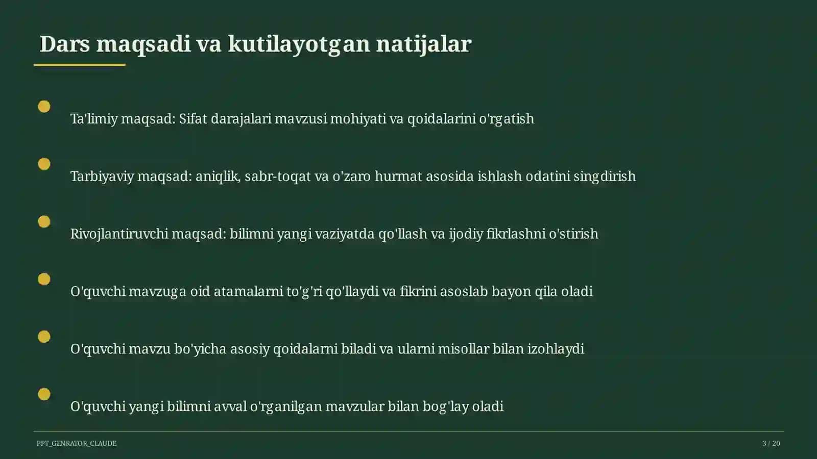 Sifat darajalari (6-sinf) 3