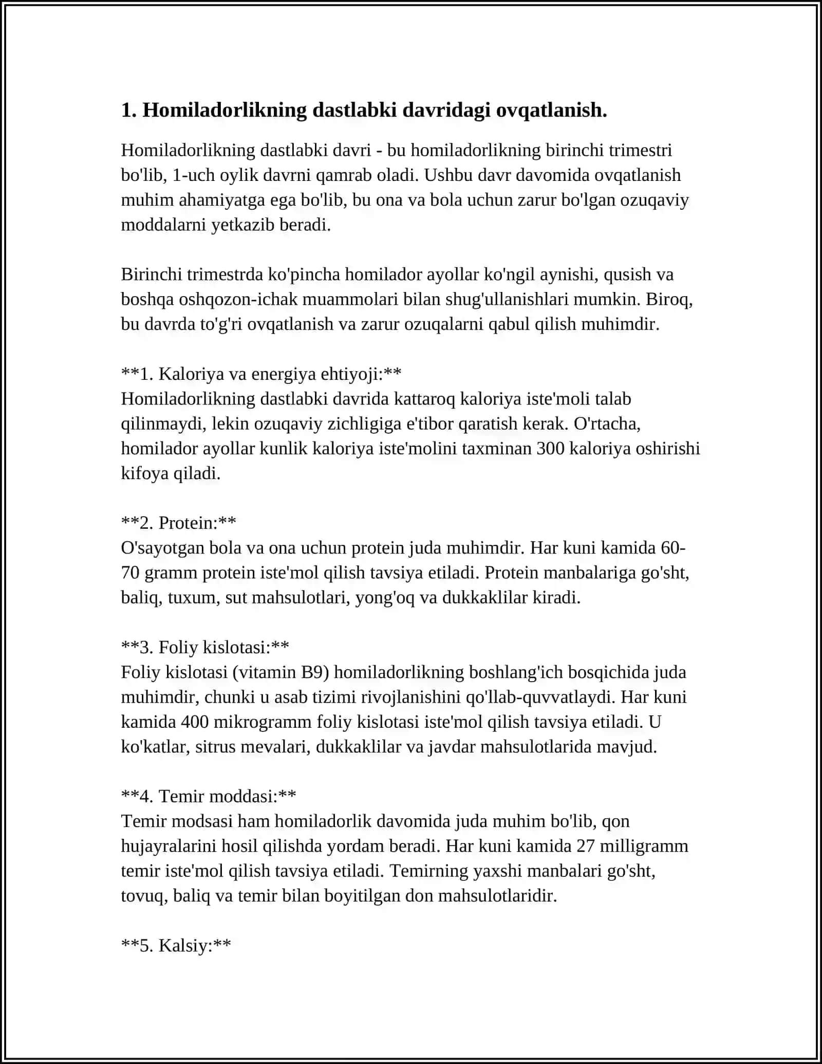 HOMILADOR AYOLLARNING OVQATLANISH JIHATLARI 3