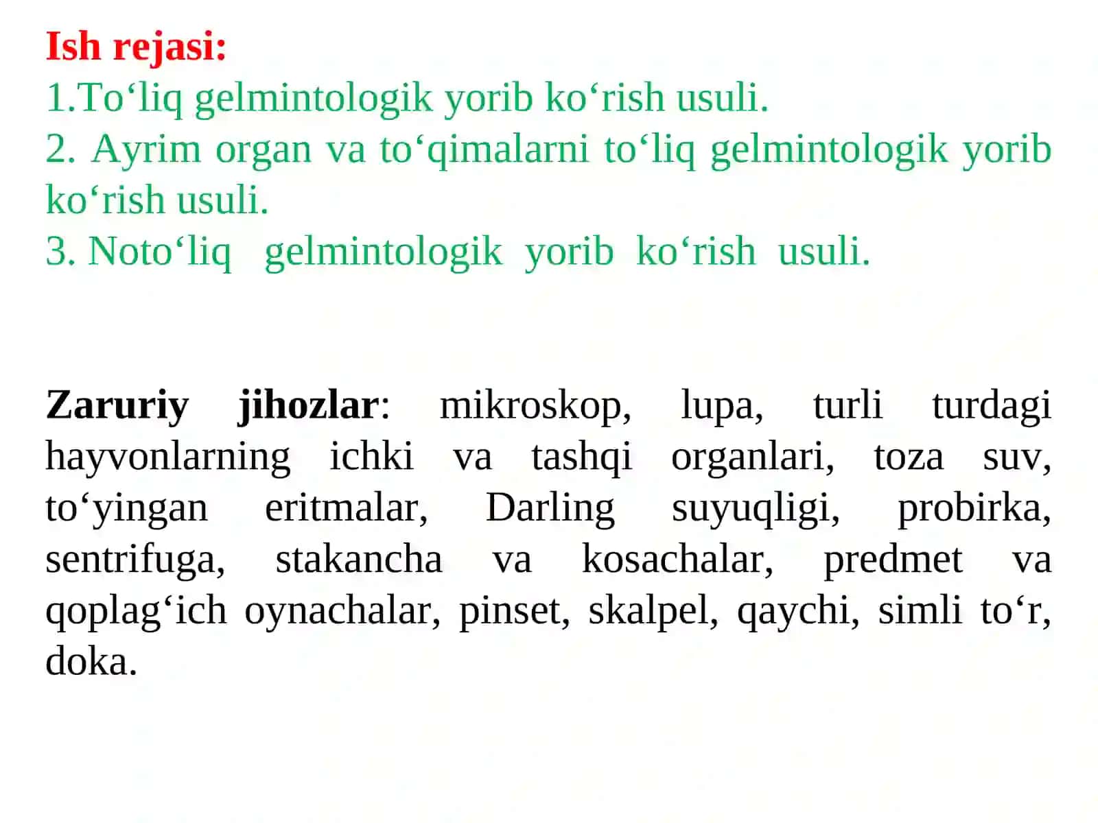 Hayvonlar o‘lgandan so‘ng gelmintozlarga tashxis qo‘yish usullari 3