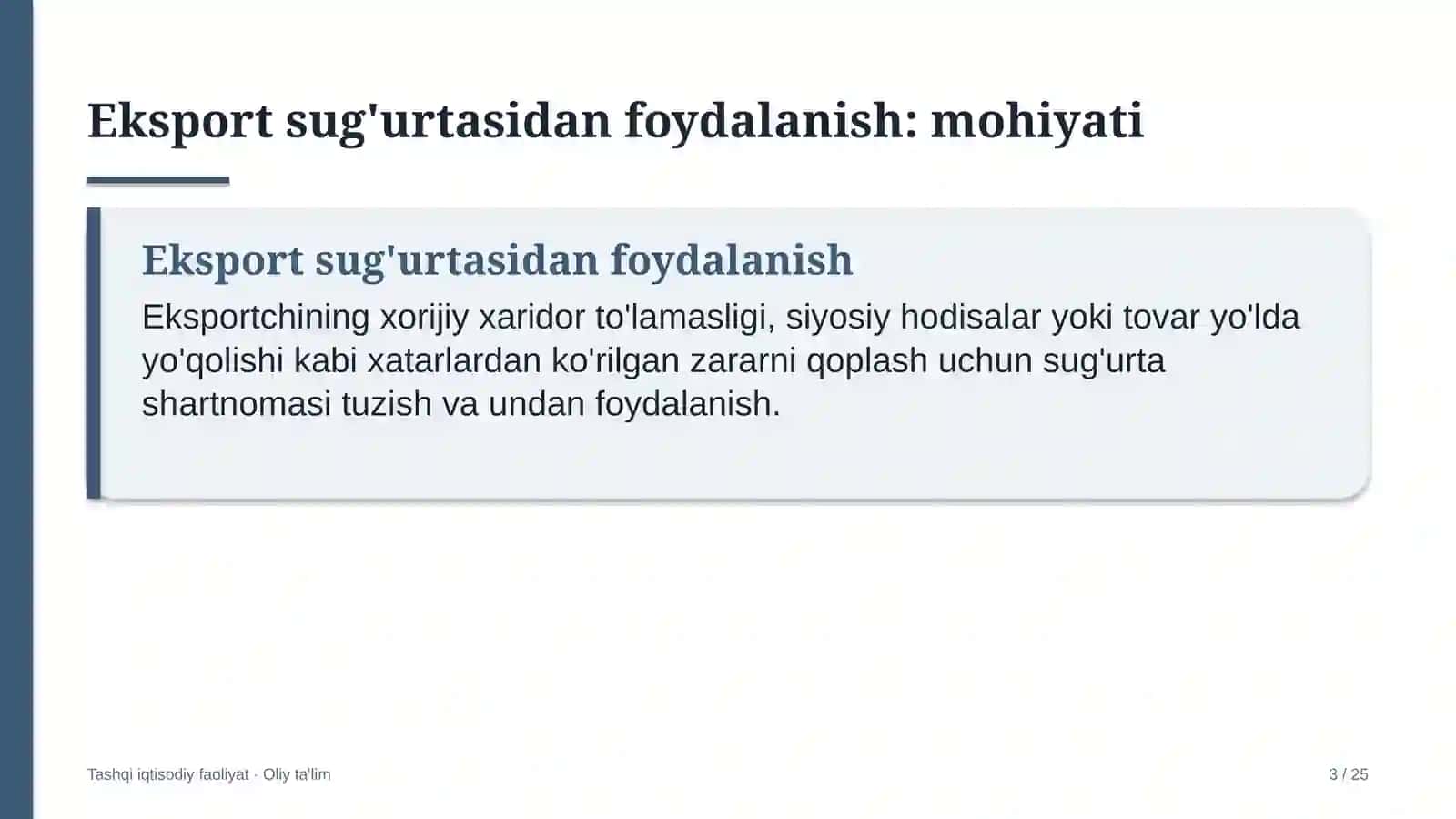 Echkichilikda eksport sug'urtasidan foydalanish 3